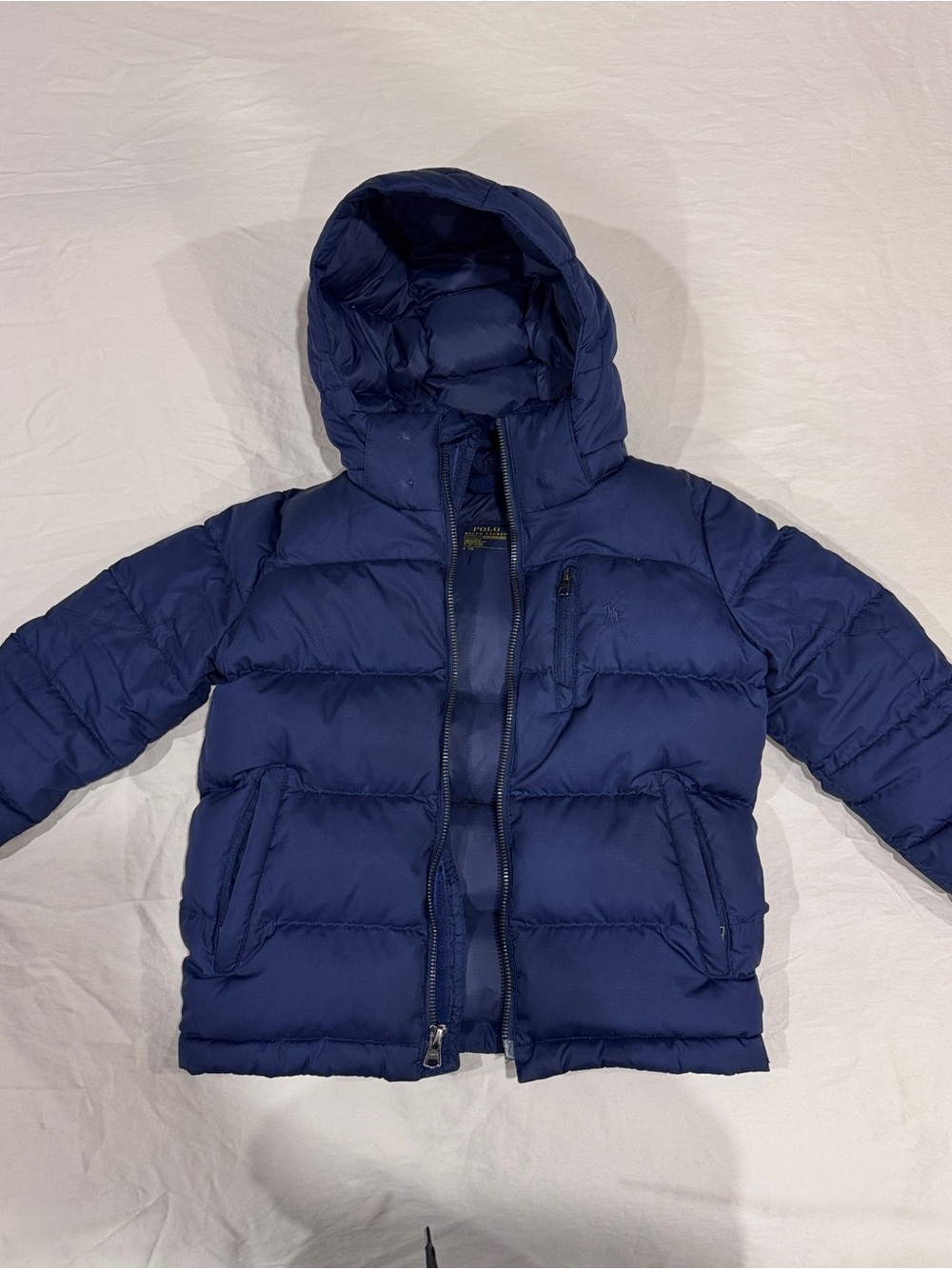 Ralph Lauren Kids Navy Puffer Hooded Jacket - Size 5